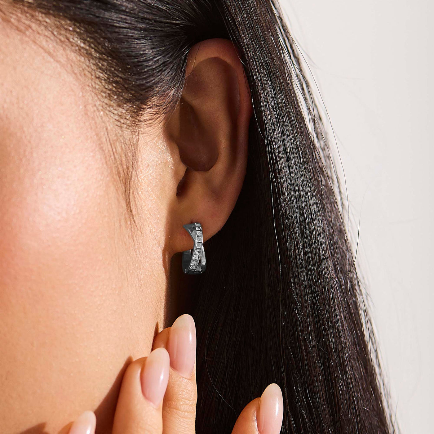 Crystal Twist Hoop Earrings