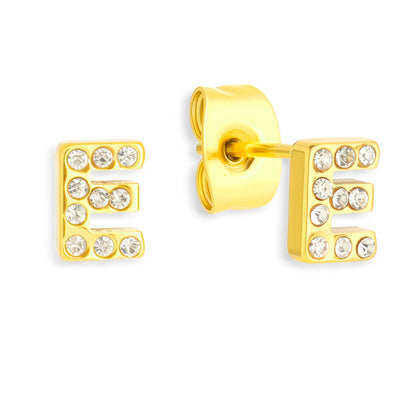 Crystal Initial Stud Earrings