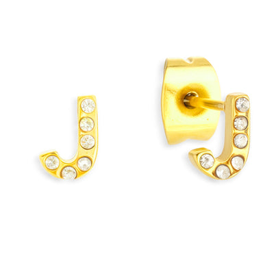 Crystal Initial Stud Earrings
