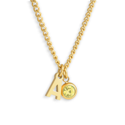 Custom/Personalized Initial Pendant Necklace w/ Birthstone