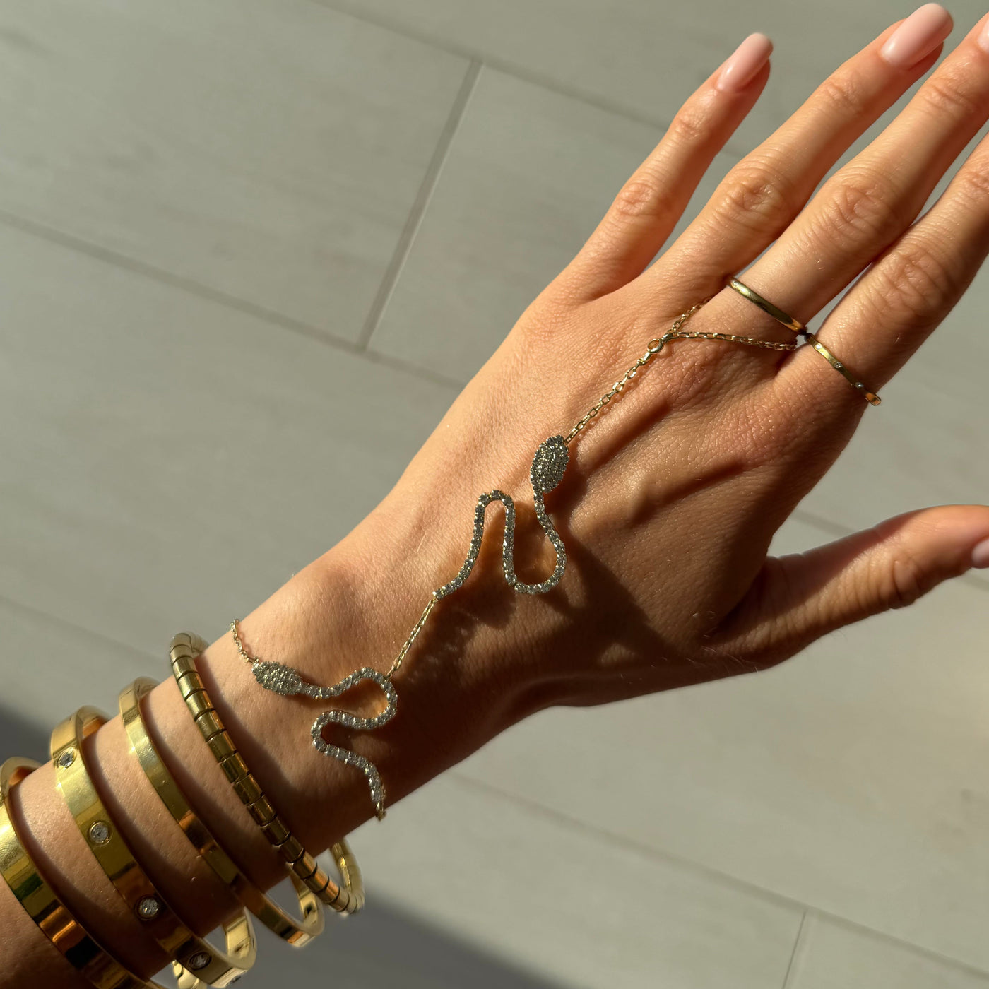 Moonlit Serpent Hand Chain